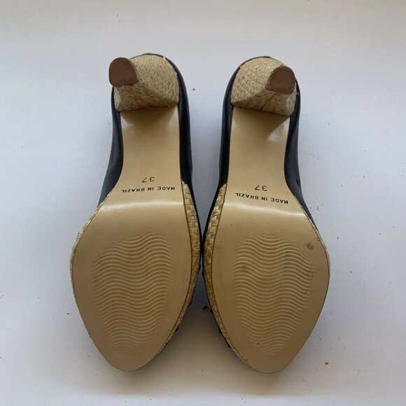 CHOCOLAT BLU Peep Toe Pumps Leather Black Size 6.5 - Picture 9 of 12